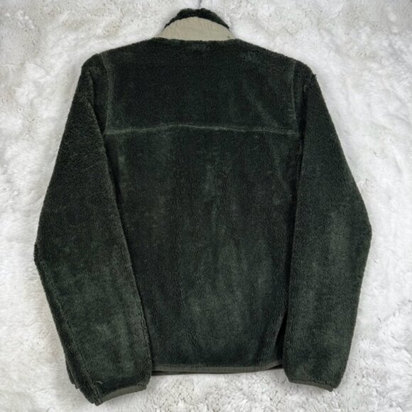 LL Bean High Pile Fleece Fuzzy Pullover Women Small 1/4 Snap T Green 505112 - Picture 9 of 10